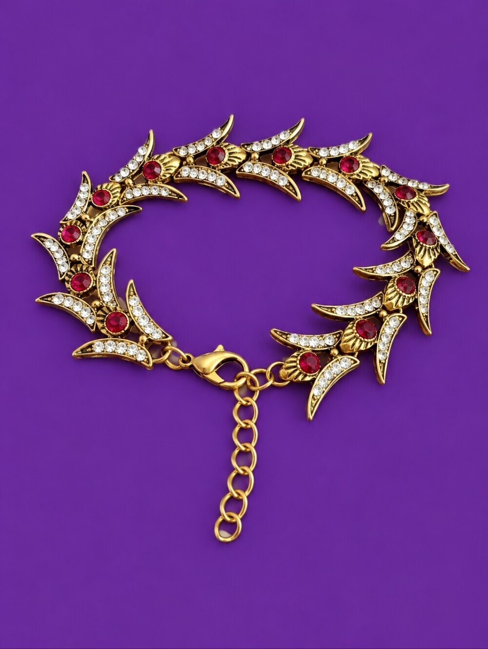 Antique Art Nouveau Crystal Fishtail Tennis Bracelet